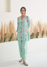 Nima Kurta Set - Aqua Blue