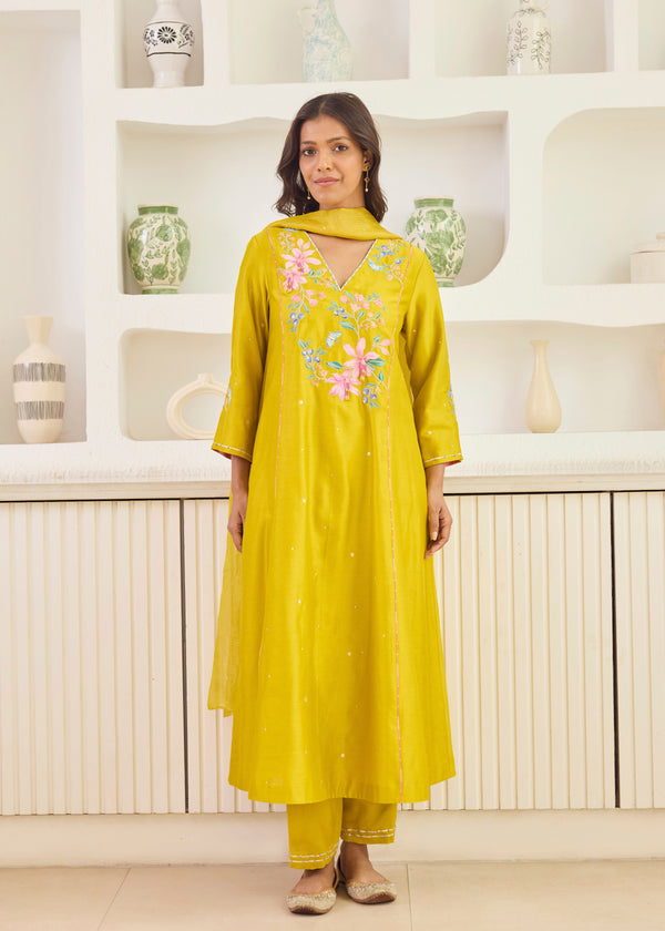 ILANA KURTA SET WITH DUPATTA - MUSTARD YELLOW