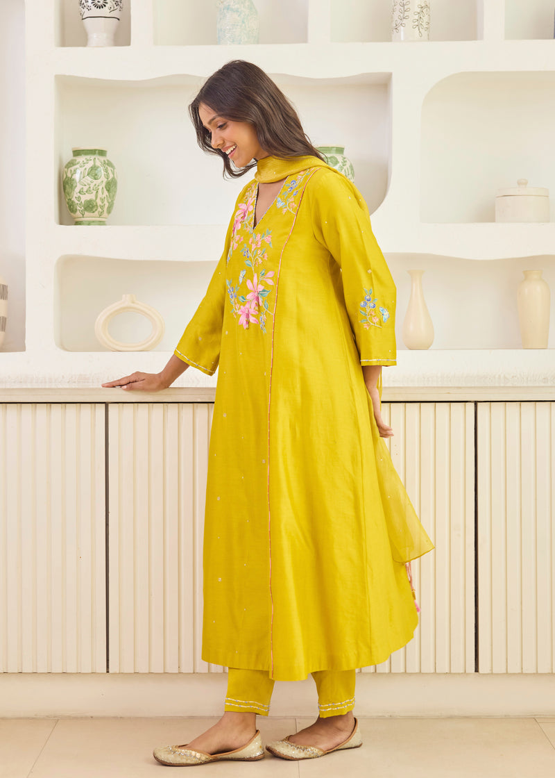 ILANA KURTA SET WITH DUPATTA - MUSTARD YELLOW