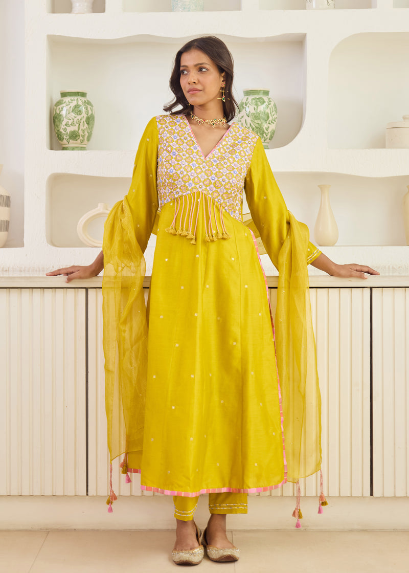 RUBAB KURTA WITH DUPATTA - MUSTARD YELLOW