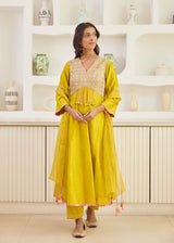 RUBAB KURTA WITH DUPATTA - MUSTARD YELLOW