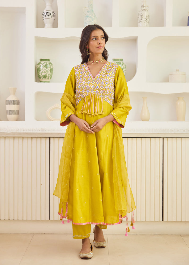 RUBAB KURTA WITH DUPATTA - MUSTARD YELLOW