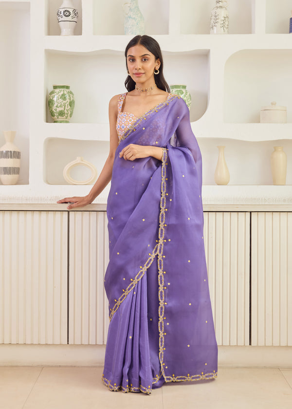 LEIA SAREE SLEEVELESS ARIA BLOUSE - LAVENDER