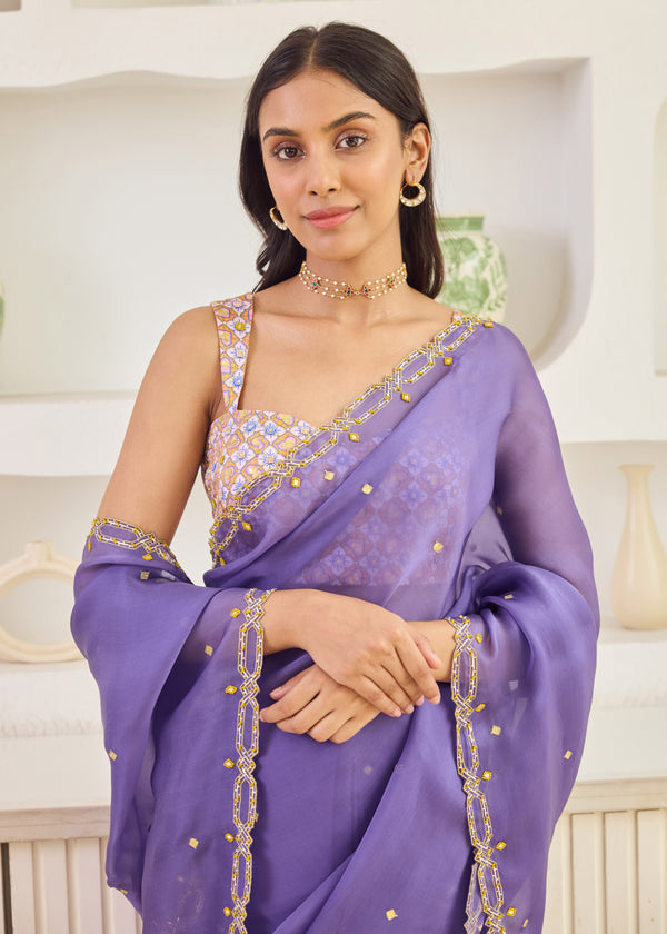 LEIA SAREE SLEEVELESS ARIA BLOUSE - LAVENDER