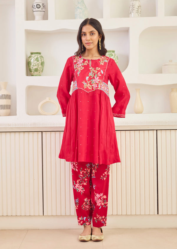 ELORA CO-ORD SET - VERMILION RED