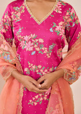 GAZAL SHARARA SET - BERRY PINK