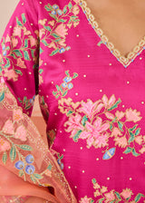 GAZAL SHARARA SET - BERRY PINK