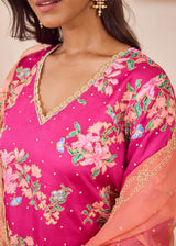 GAZAL SHARARA SET - BERRY PINK