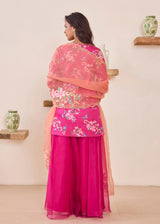 GAZAL SHARARA SET - BERRY PINK