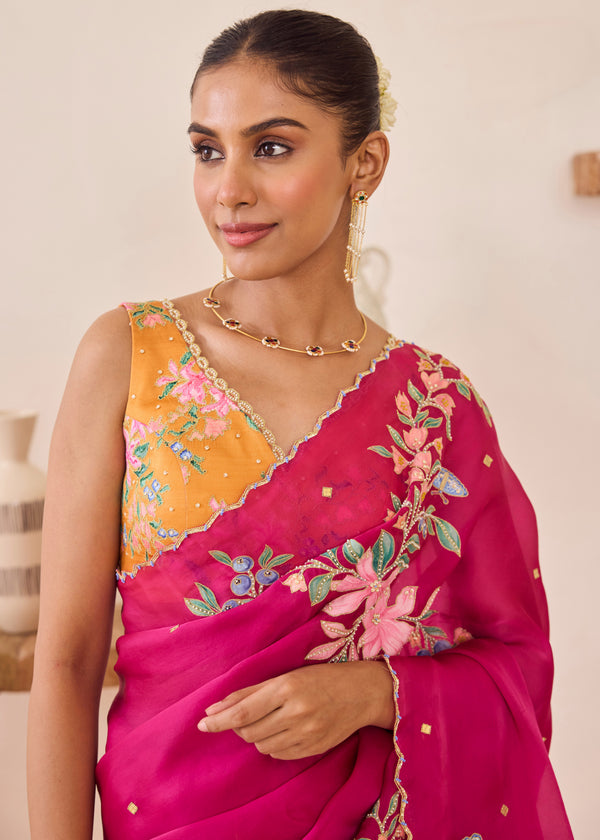 RAAG SAREE SLEEVELESS GAZAL BLOUSE - BERRY PINK