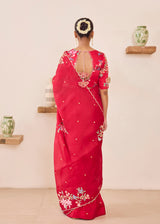 RAAG SAREE GAZAL BLOUSE - VERMILION RED