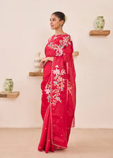 RAAG SAREE GAZAL BLOUSE - VERMILION RED