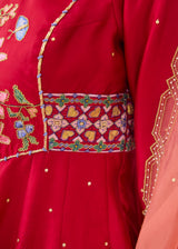 MOIRA ANARKALI WITH DUPATTA - VERMILION RED