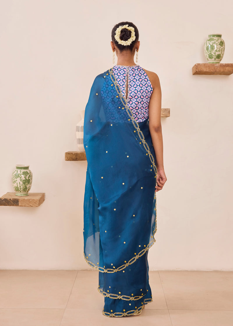 LEIA SAREE - TEAL BLUE