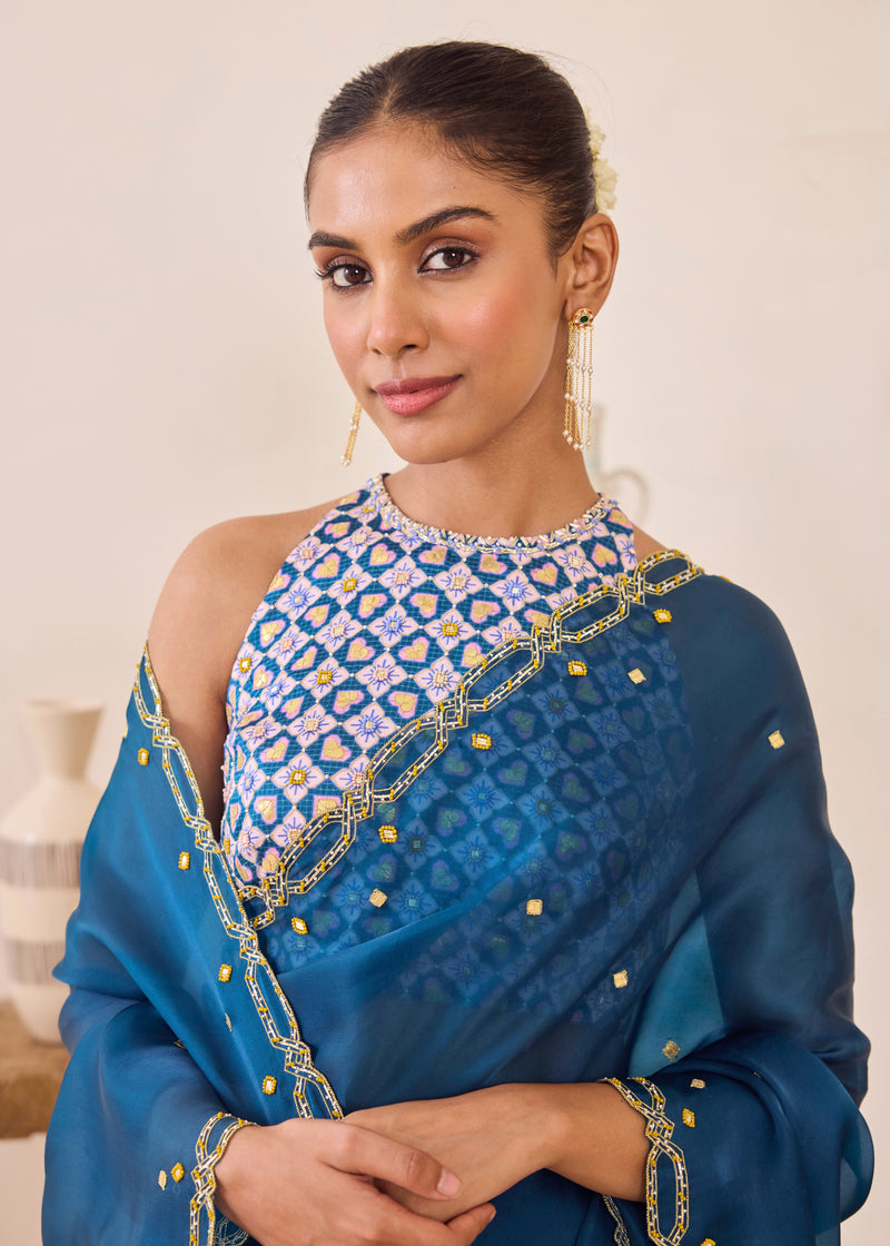 LEIA SAREE - TEAL BLUE