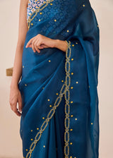 LEIA SAREE - TEAL BLUE