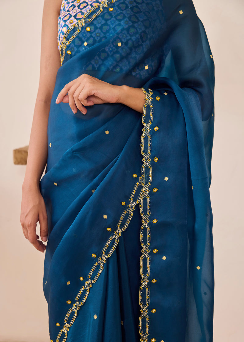 LEIA SAREE ARIA BLOUSE - TEAL BLUE