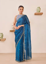 LEIA SAREE - TEAL BLUE