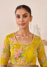 LEIA SAREE GAZAL BLOUSE - MUSTARD YELLOW