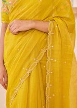 LEIA SAREE GAZAL BLOUSE - MUSTARD YELLOW