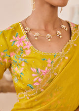 LEIA SAREE GAZAL BLOUSE - MUSTARD YELLOW