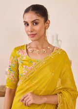 LEIA SAREE GAZAL BLOUSE - MUSTARD YELLOW