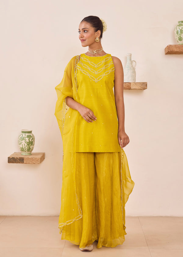 KEISHA SHARARA SET - MUSTARD YELLOW