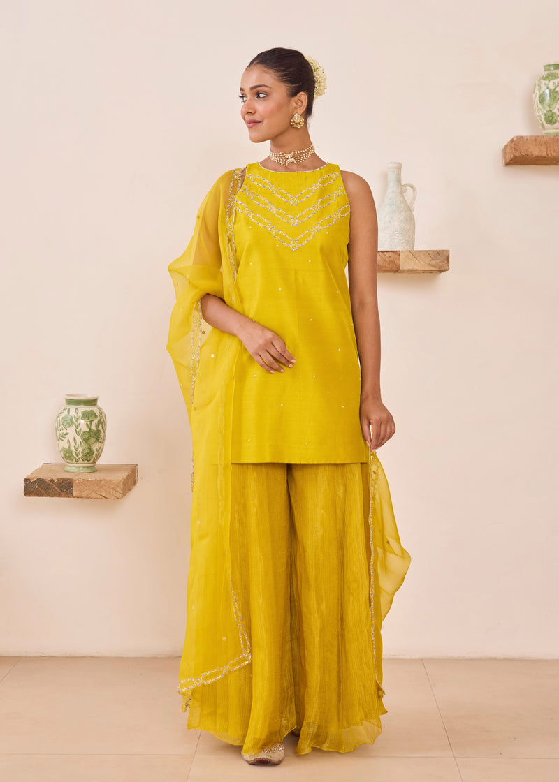 KEISHA SHARARA SET - MUSTARD YELLOW