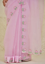 Ichika Saree Blouse Set - Rose Pink