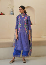 Rehaab Tissue Kurta Set - Purple