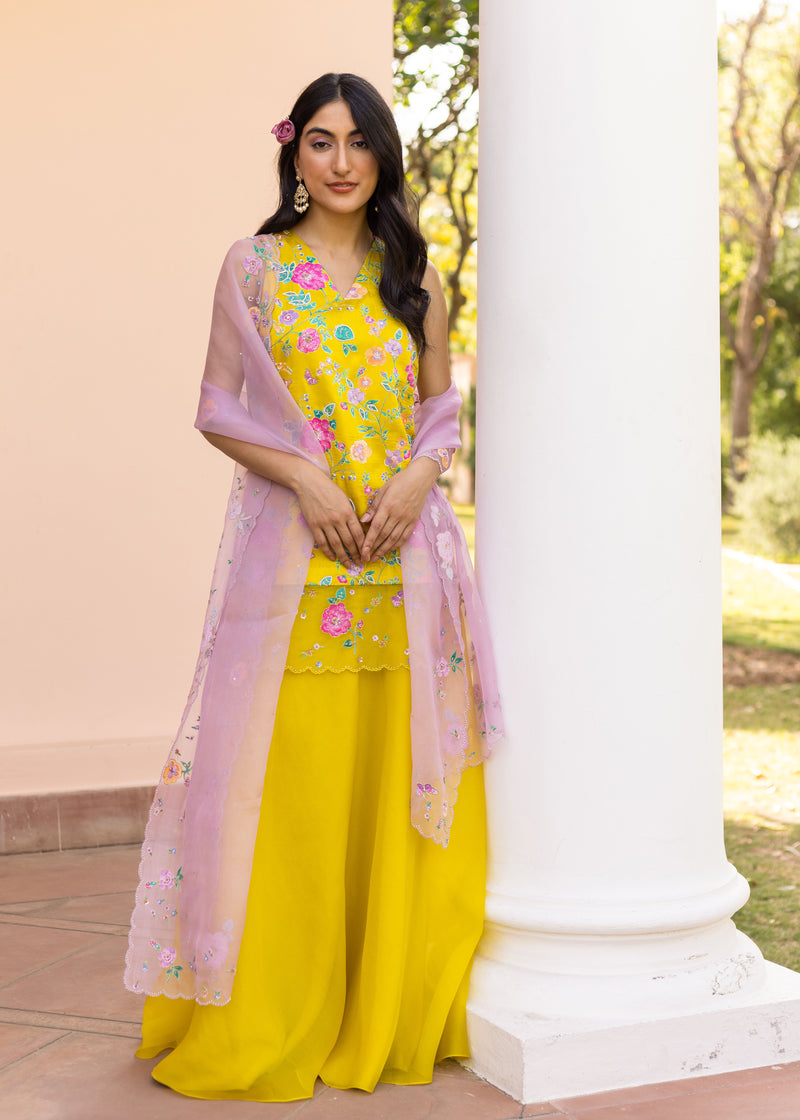 Seri Kurta Lehenga Set - Mustard Yellow