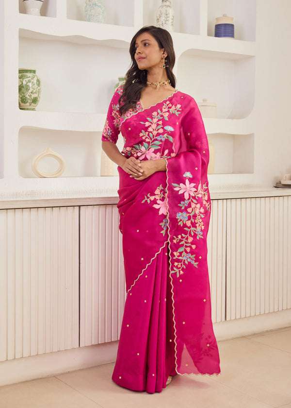 RAAG SAREE GAZAL BLOUSE - BERRY PINK