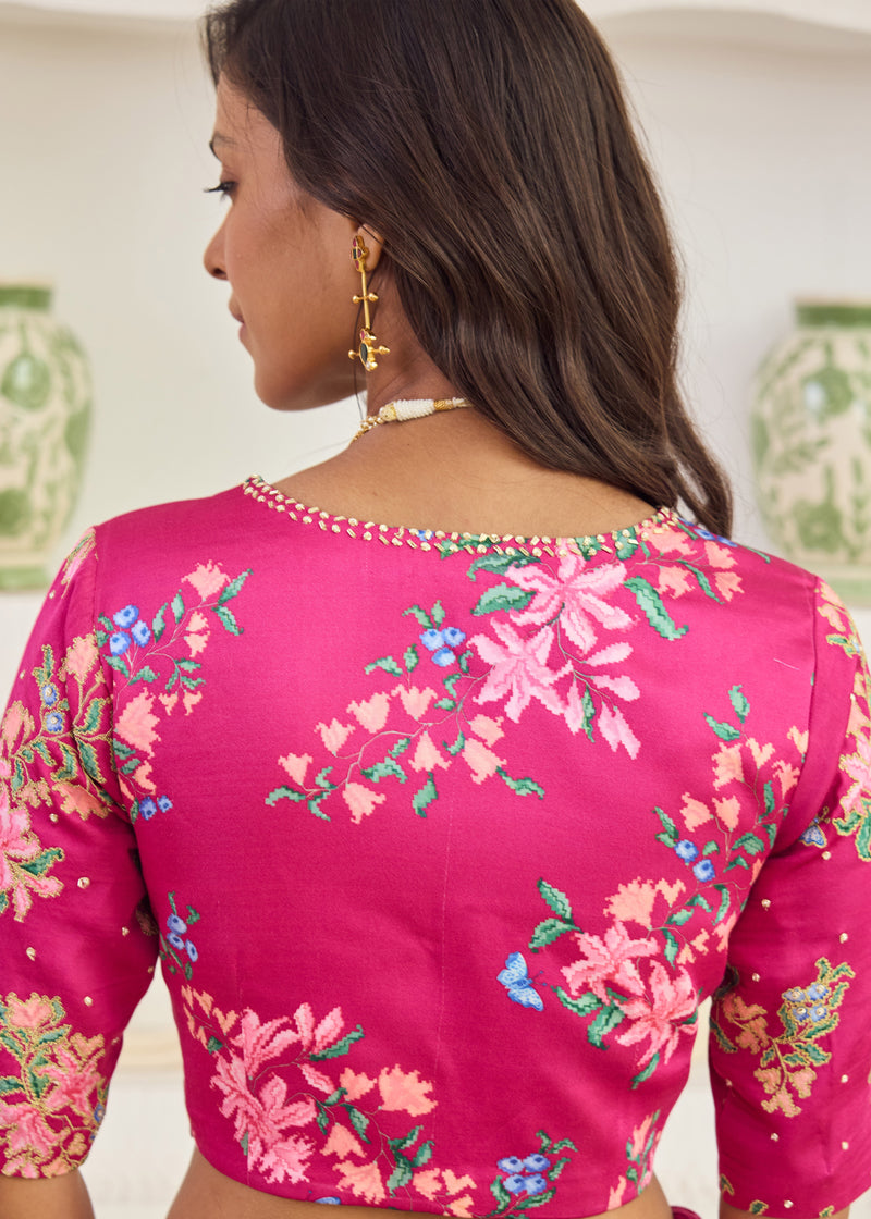 RAAG SAREE GAZAL BLOUSE - BERRY PINK