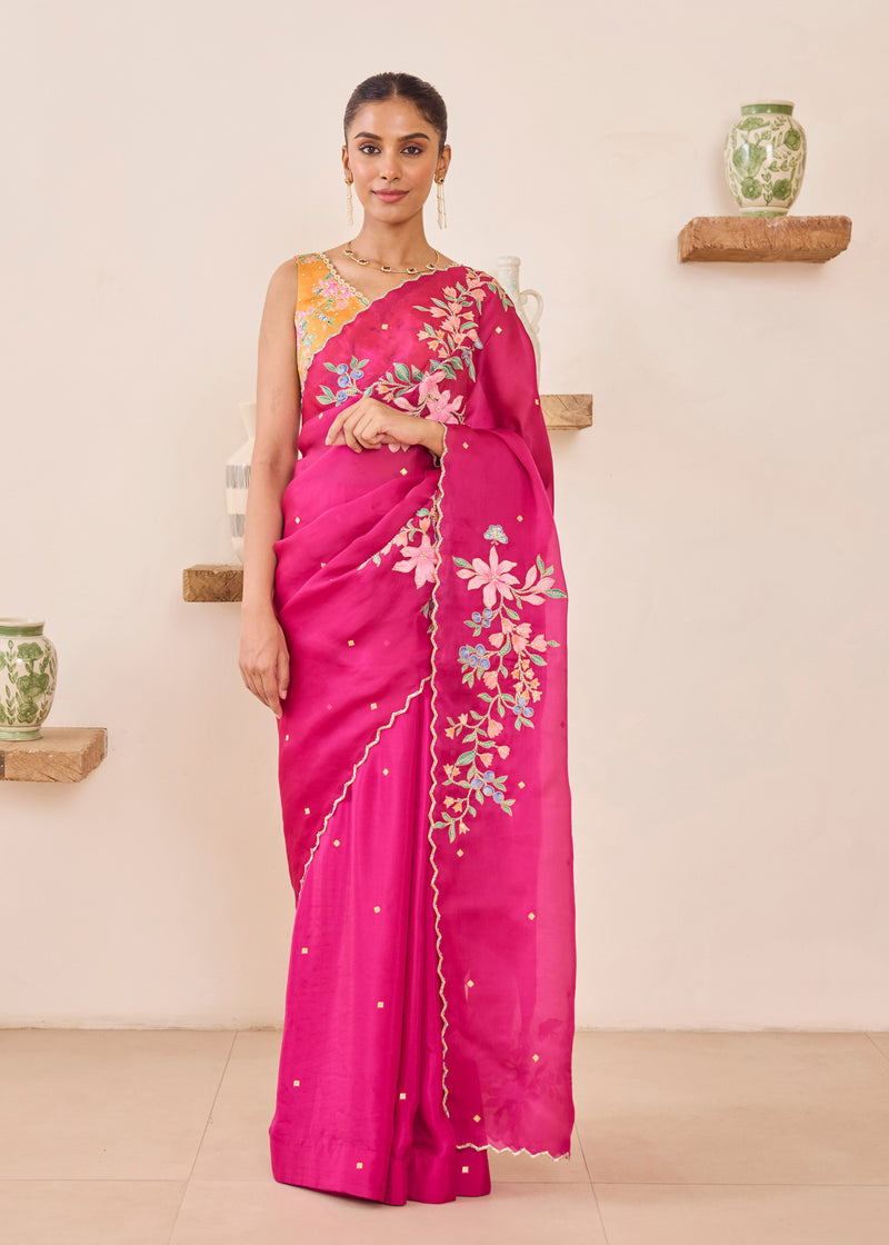 RAAG SAREE GAZAL BLOUSE - BERRY PINK