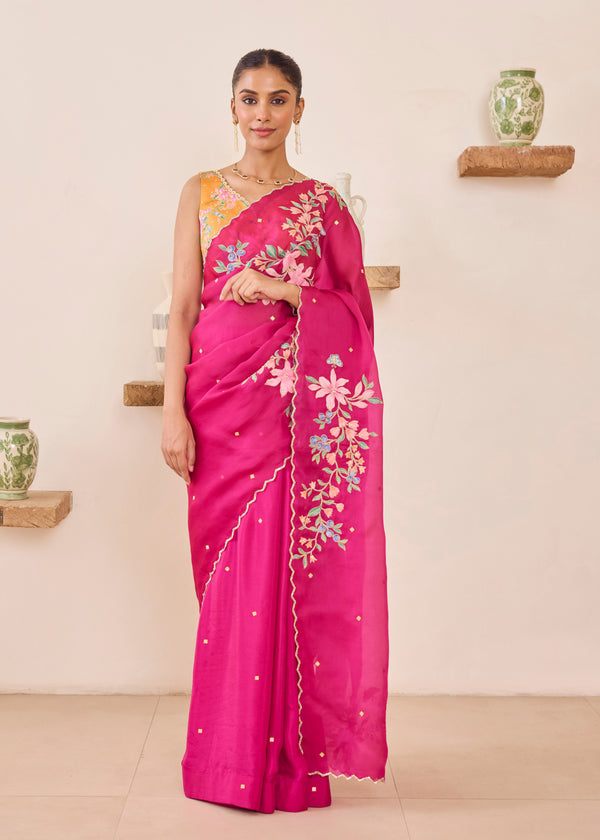 RAAG SAREE SLEEVELESS GAZAL BLOUSE - BERRY PINK