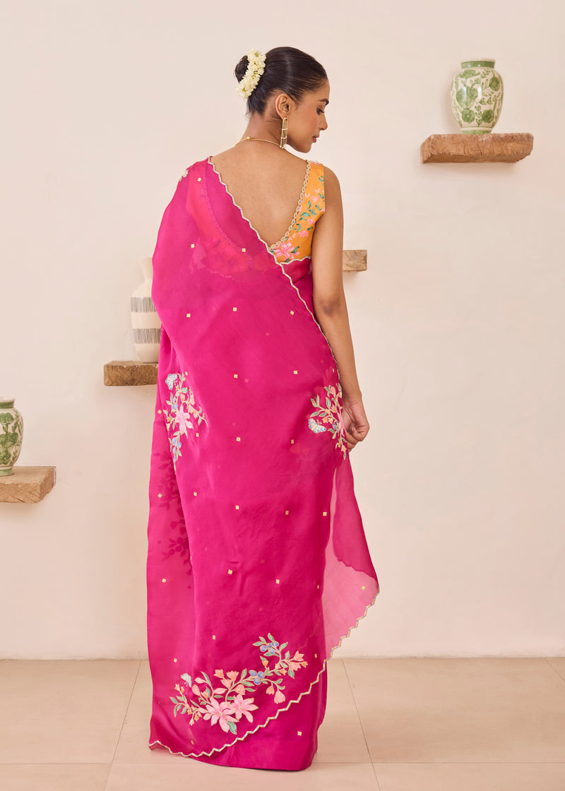 RAAG SAREE GAZAL BLOUSE - BERRY PINK