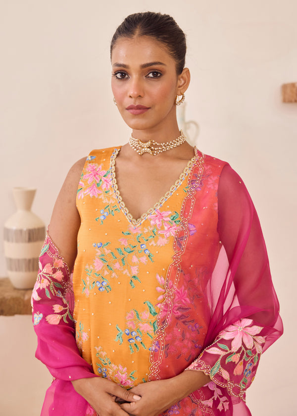 GAZAL SHARARA SET - TANGERINE ORANGE