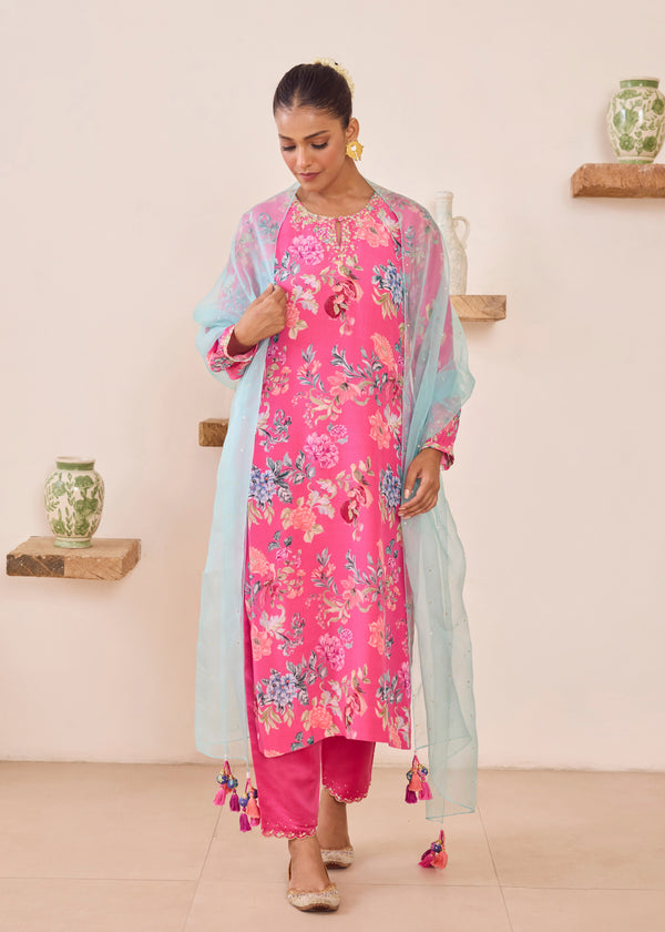 FIZA KURTA SET WITH DUPATTA - PINK