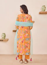 FIZA KURTA SET WITH DUPATTA - TANGERINE ORANGE