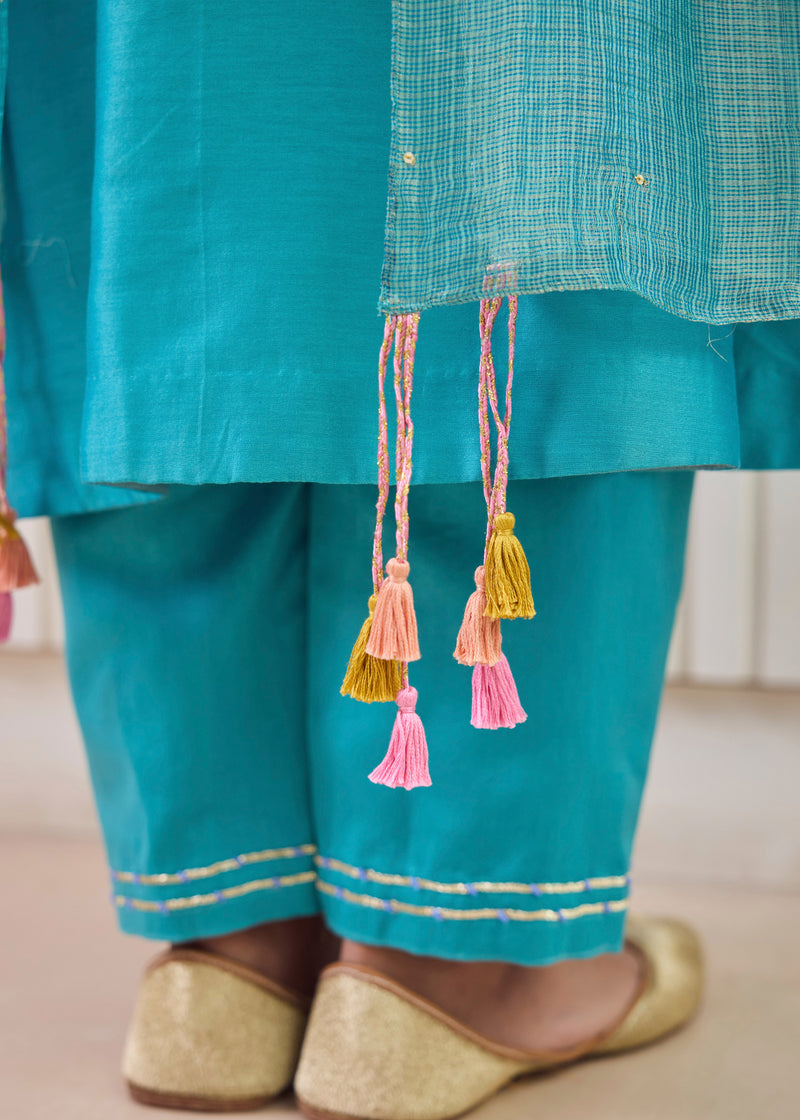 ILANA KURTA SET WITH DUPATTA - TURQUOISE