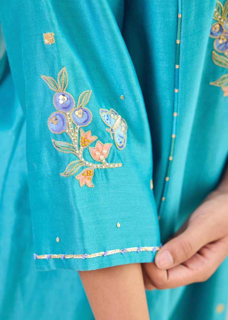 ILANA KURTA SET WITH DUPATTA - TURQUOISE