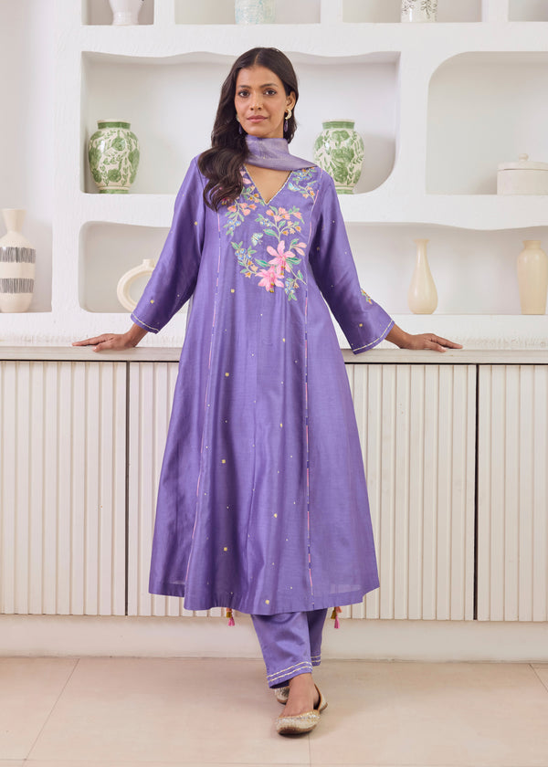 ILANA KURTA SET WITH DUPATTA - PURPLE