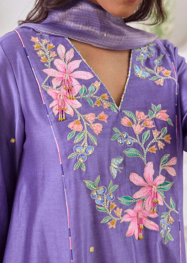 ILANA KURTA SET WITH DUPATTA - PURPLE