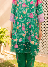 Seri Gathered Short Kurta Set - Emerald Green