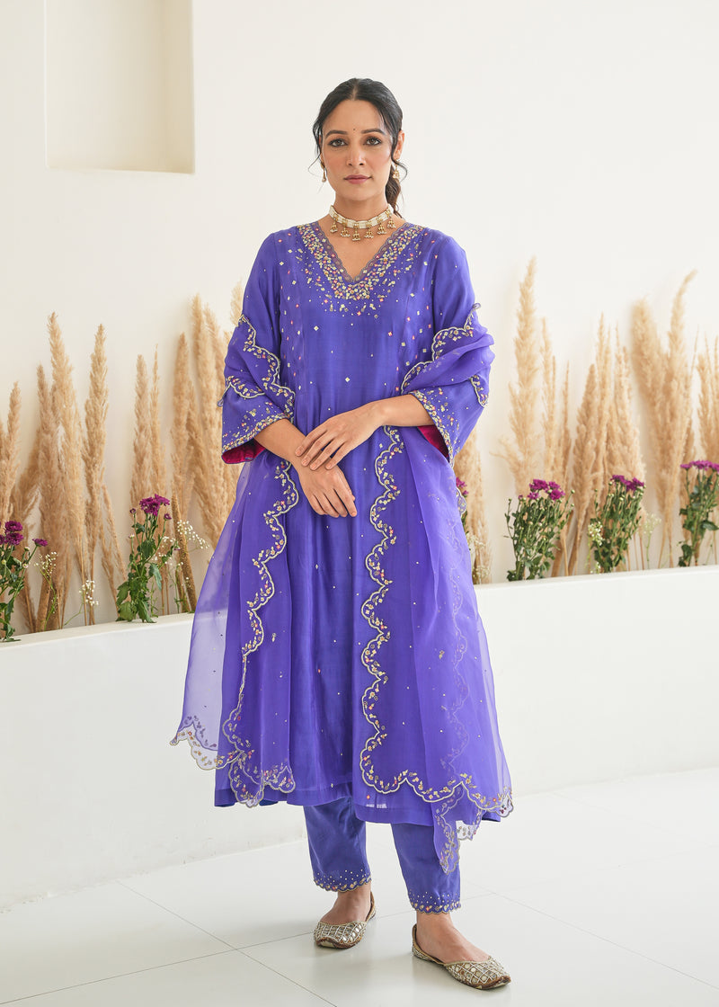 Feeha Anarkali Set - Purple