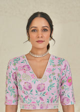 Ichika Saree Blouse Set - Rose Pink