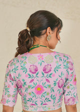 Ichika Saree Blouse Set - Rose Pink