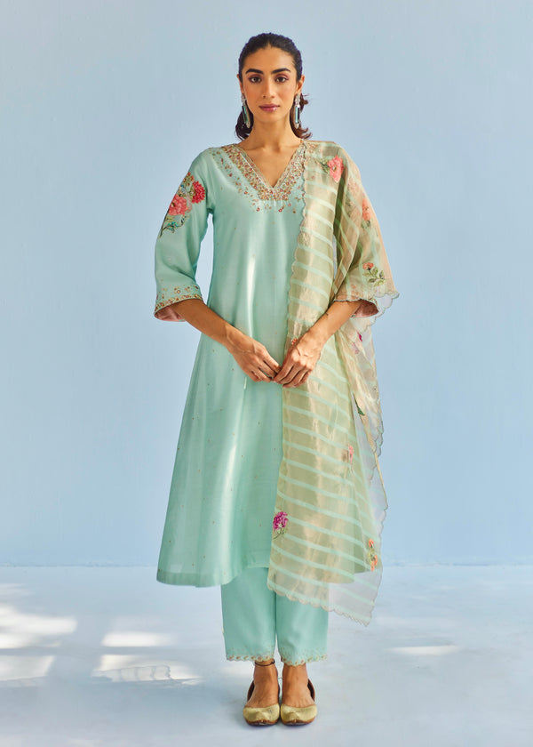 AISHA KURTA SET - SAGE GREEN