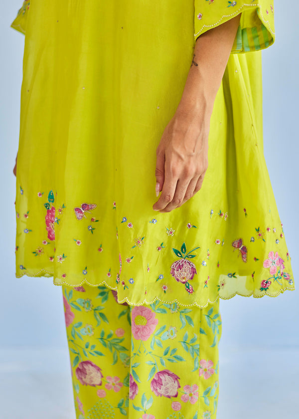 EERO KURTA SET - LIME YELLOW