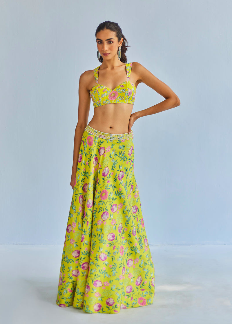 SIA LEHENGA SET - LIME YELLOW